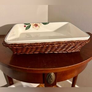 Citation Savannah Grove Stoneware Lasagna/Casserole Dish With Wicker Basket